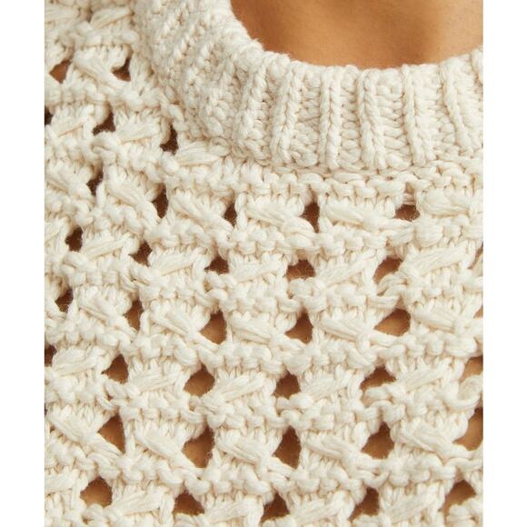 NWT Frame Tape Yarn Cropped Sweater Vest 100% Cotton Ivory Top Size Large - Picture 5 of 5